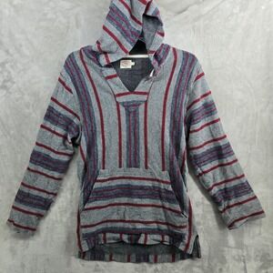 Faherty Brand Baja Hoodie Pullover Striped Gray‎ Red Blue Men's Size Small